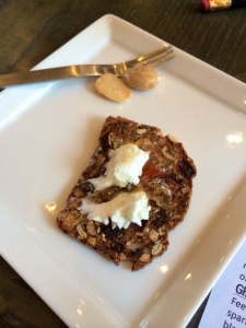 Rainforest Cracker with Goat Cheese and Pepper Jam to Pair with the Cab Franc. Honey Roasted and Salted Almonds to Pair with the Petit Verdot.